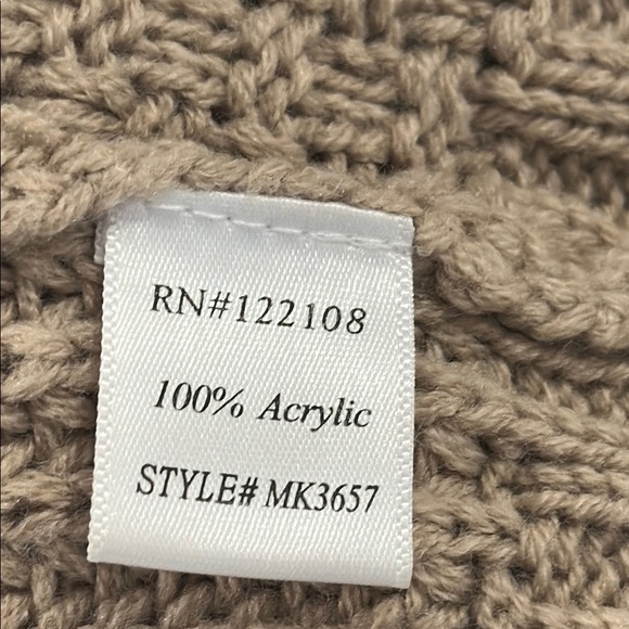 Elegant V-Neck Cable Knit Sweater in Tan - Picture 10 of 13